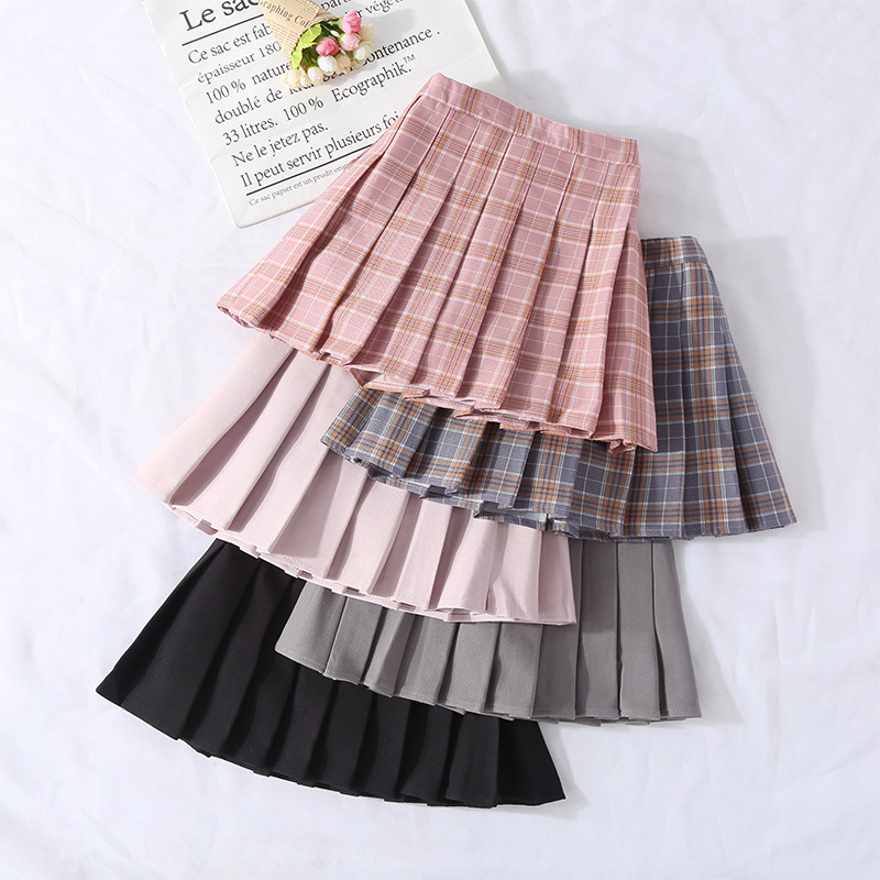 Korean Girls Pleated Skirt Skirt 2022 Summer New Children's College Wind Big Boy Yo Air Plaid Short Skirt