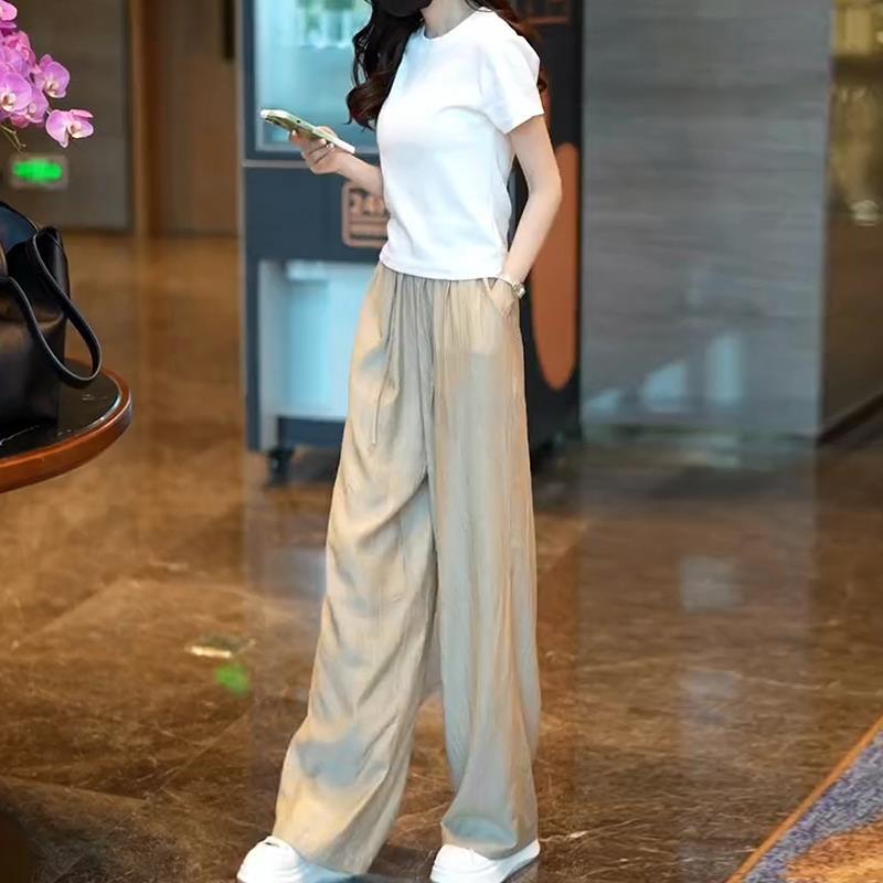 White Round Neck Short-Sleeve T-Shirt for Women, Solid Color Basic Short Top for Layering, 2026 Summer New Style