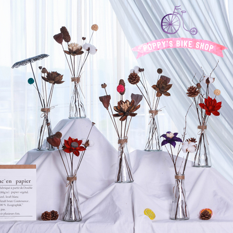 Nordic Ins Dry Bouquet Bedroom Art Swing Piece Shooting Props Living-room Decoration Pendulum with flower arrangement glass bottle package