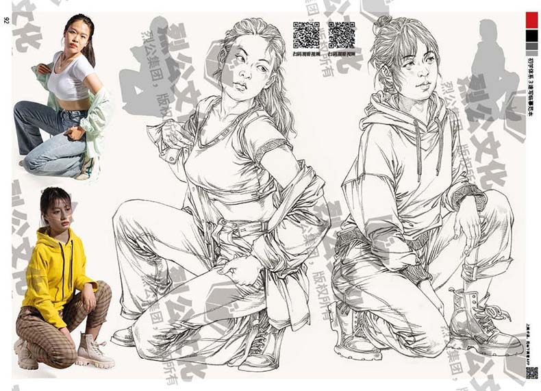 初学体系3速写临摹范本 2023烈公文化汤大伟人物速写基础局部站坐蹲单人速写素材范画美术高考联考教材教程书籍