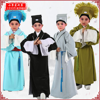 Traditional Chinese Opera Costumes for Stage Performances, Ancient Costumes, Xu Xian (a Male Character) Scholar Robe, Old Man's Pleated Robe, Plain Young Man's Clothing