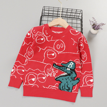  Boys  autumn and winter childrens sweater childrens bottoming pullover 2021 new cotton cartoon little dinosaur sweater