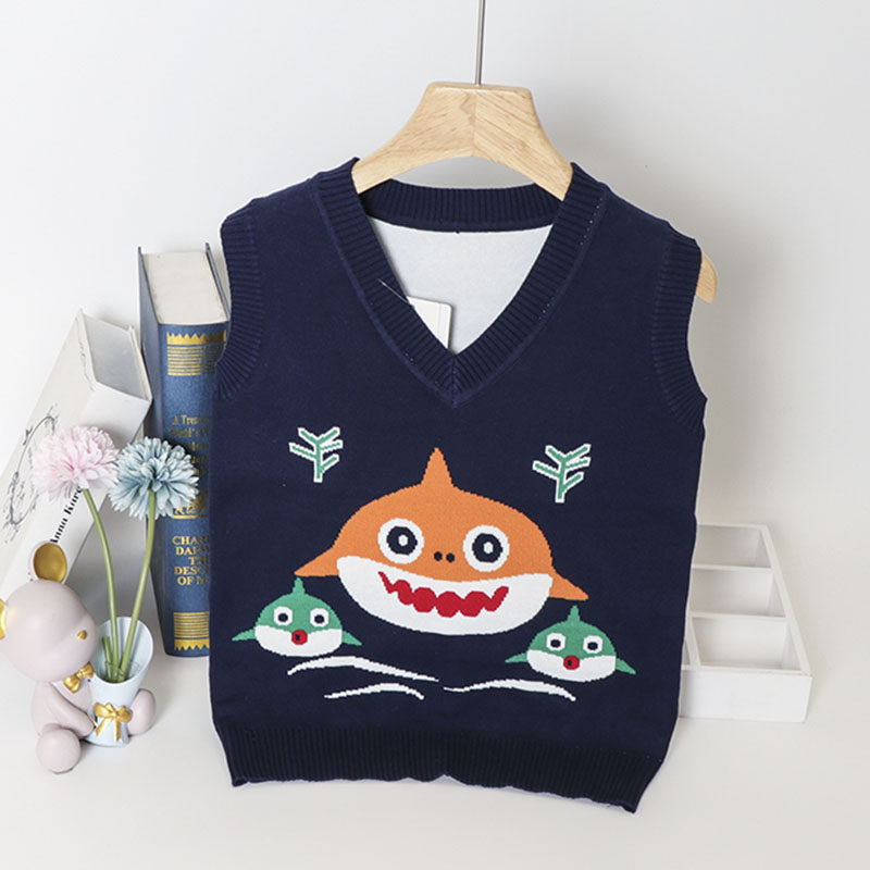 Children's sweater Casual Marina 2022 new small boy sweater cartoon small shark baby knitting vest