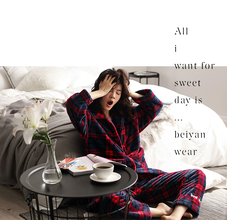 Dưới đây mùa đông san hô nhung nữ đồ ngủ phụ nữ gợi cảm dày flannel dịch vụ nhà dài cardigan phù hợp với hai mảnh bộ cotton mặc nhà