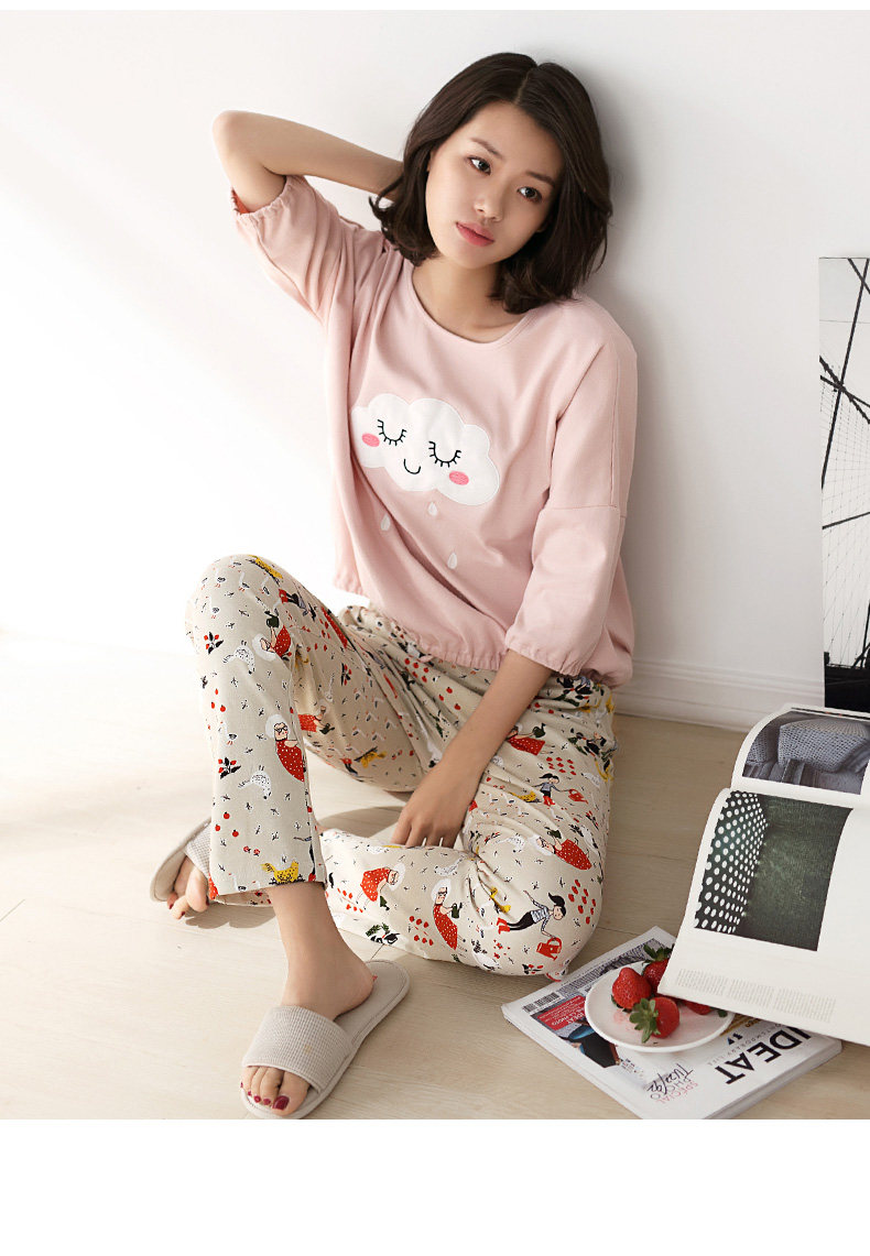 Pyjama pour femme en Coton à manches - Ref 2993132 Image 10