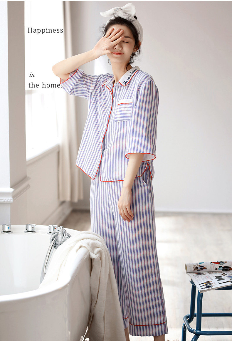 Pyjama pour femme en Coton à manches - Ref 2993197 Image 13
