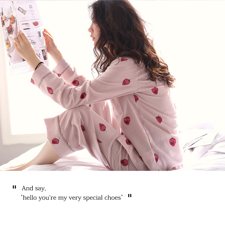 Mùa xuân mới cotton nữ đồ ngủ dài tay thời trang ve áo cotton dịch vụ nhà có thể mặc bên ngoài bộ đồ các kiểu đồ bộ mặc ở nhà đẹp