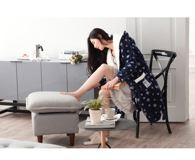 Mùa đông nhung san hô nhung nữ đồ ngủ thời trang phụ nữ ấm flannel áo choàng mùa đông dày áo choàng tắm áo choàng nhung 