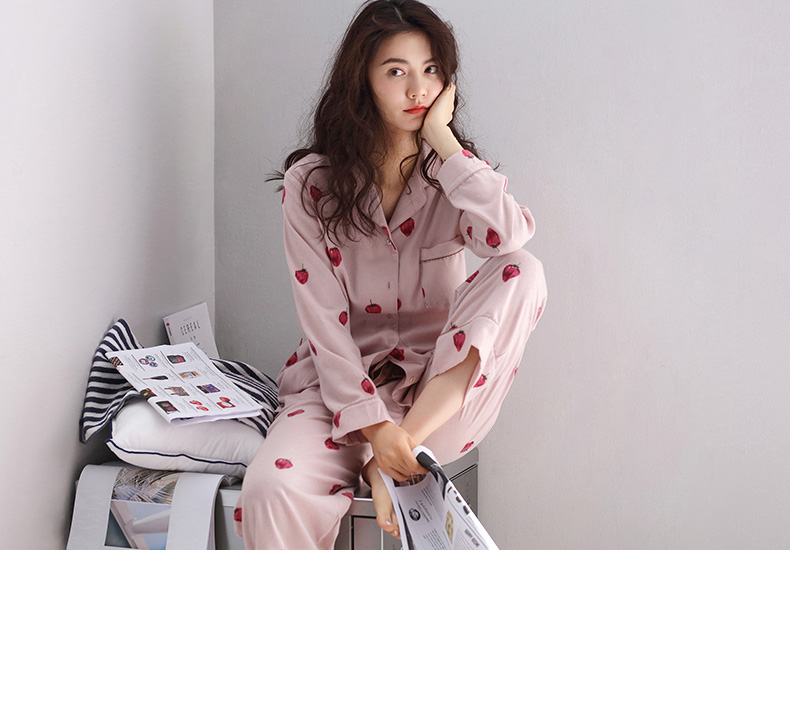 Mùa xuân mới cotton nữ đồ ngủ dài tay thời trang ve áo cotton dịch vụ nhà có thể mặc bên ngoài bộ đồ các kiểu đồ bộ mặc ở nhà đẹp