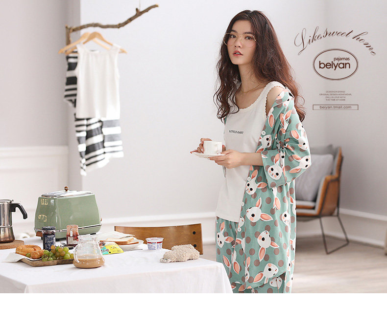 Pyjama pour femme en Coton à manches - Ref 2993176 Image 7