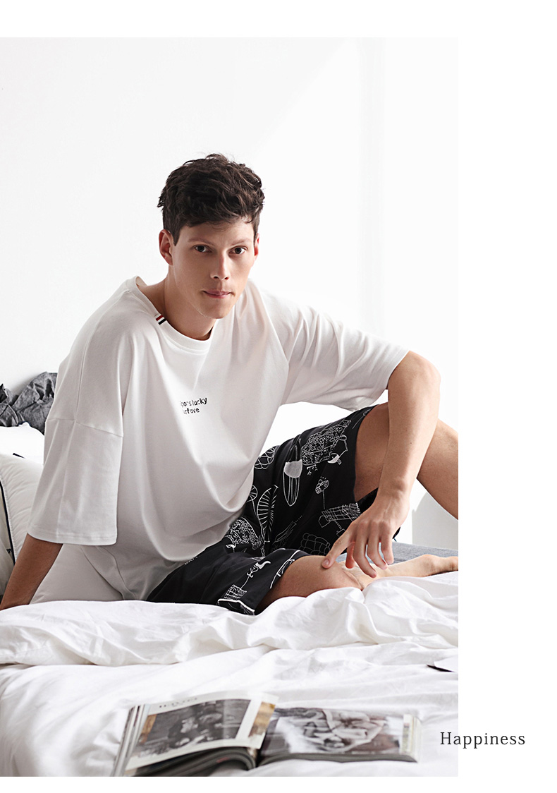 Bellow cotton mùa hè vài bộ đồ ngủ mỏng nữ mùa hè cardigan dịch vụ nhà phiên bản Hàn Quốc của những người đàn ông tay áo cotton phù hợp đồ bộ đẹp 2021