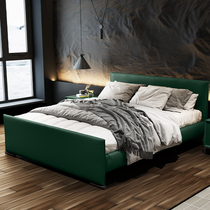 Hong Kong-style light luxury master header level Kraft zhen leather bed modern minimalist bed 1 8 m Nordic wood bed 1 5 meters