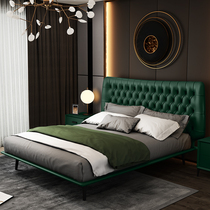 Hong Kong-style light luxury master bedroom leather bed modern and simple Nordic solid wood bed 1 5 m double bed soft bag princess bed 1 8