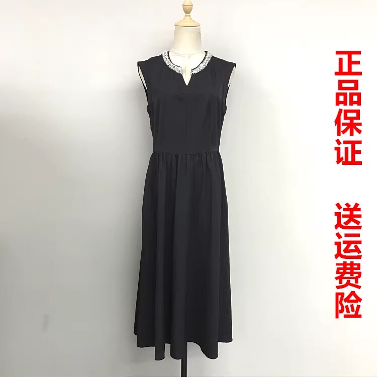 Q25Bl750 Instant Discount 2026 Summer Fashion Elegant Age-Reducing Sequined V-Neck Sleeveless Mid-Length Dress 459