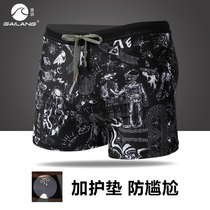 Cover waves swimming trunks mens hollow fashion printing flat corner hot spring swimsuit tide seaside holiday quick-drying anti-embarrassing swimming trunks