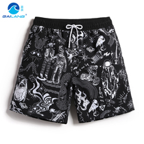 Cover waves personalized print beach pants mens summer casual shorts with lined flat corner swimming pants mens hot spring pants
