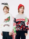 MQD Детский красный свитер, шерстяной трикотажный пуховик подходит для мужчин и женщин, детская одежда, увеличенная толщина