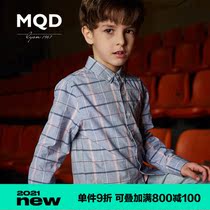 MQD childrens clothing Boys plaid shirt spring and autumn new top childrens cotton shirt middle and large childrens Korean shirt tide