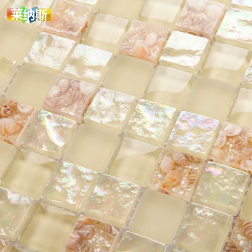 [Ленас] пастырская песчаная раковина мозаичная головоломка фон стены земля в китайском море Стеклянная мозаика