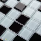 T [Lenas Mosaic] Черно -белый хрустальный стеклянный музен Фоновый фоновый фоновый фон, построенная на плитках