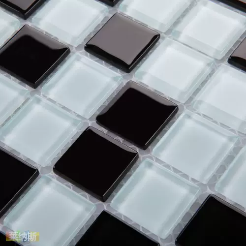 T [Lenas Mosaic] Черно -белый хрустальный стеклянный музен Фоновый фоновый фоновый фон, построенная на плитках