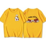 Hello kitty, Tide, милая небольшая дизайнерская белая хлопковая футболка с коротким рукавом, тренд сезона, свободный крой