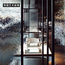 Water ripple art embossed glass custom living room dining room partition decorative glass porch sliding door tempered glass