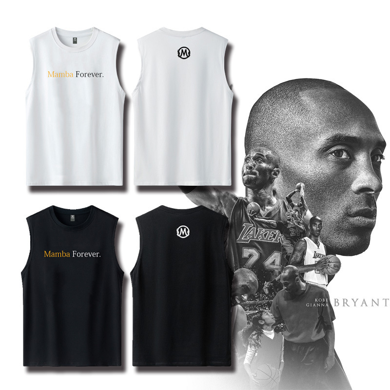 Lakers Forever Black Mamba Kobe Bryant Pure Cotton Sports Sleeveless T-Shirt Large Size Loose Breathable Fitness Vest