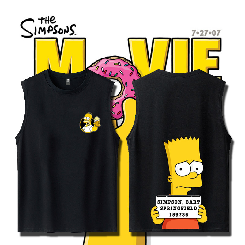 Simpsons European and American Trendy Brand the Simpsons Sleeveless T-Shirt ins Super Popular Pure Cotton Loose Personalized Tank Top