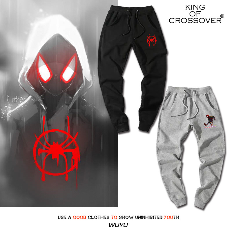 Marvel Anime Parallel Universe Spider-Man Style Sports Cotton Sweatpants Casual Loose Fit Jogger Pants Trendy