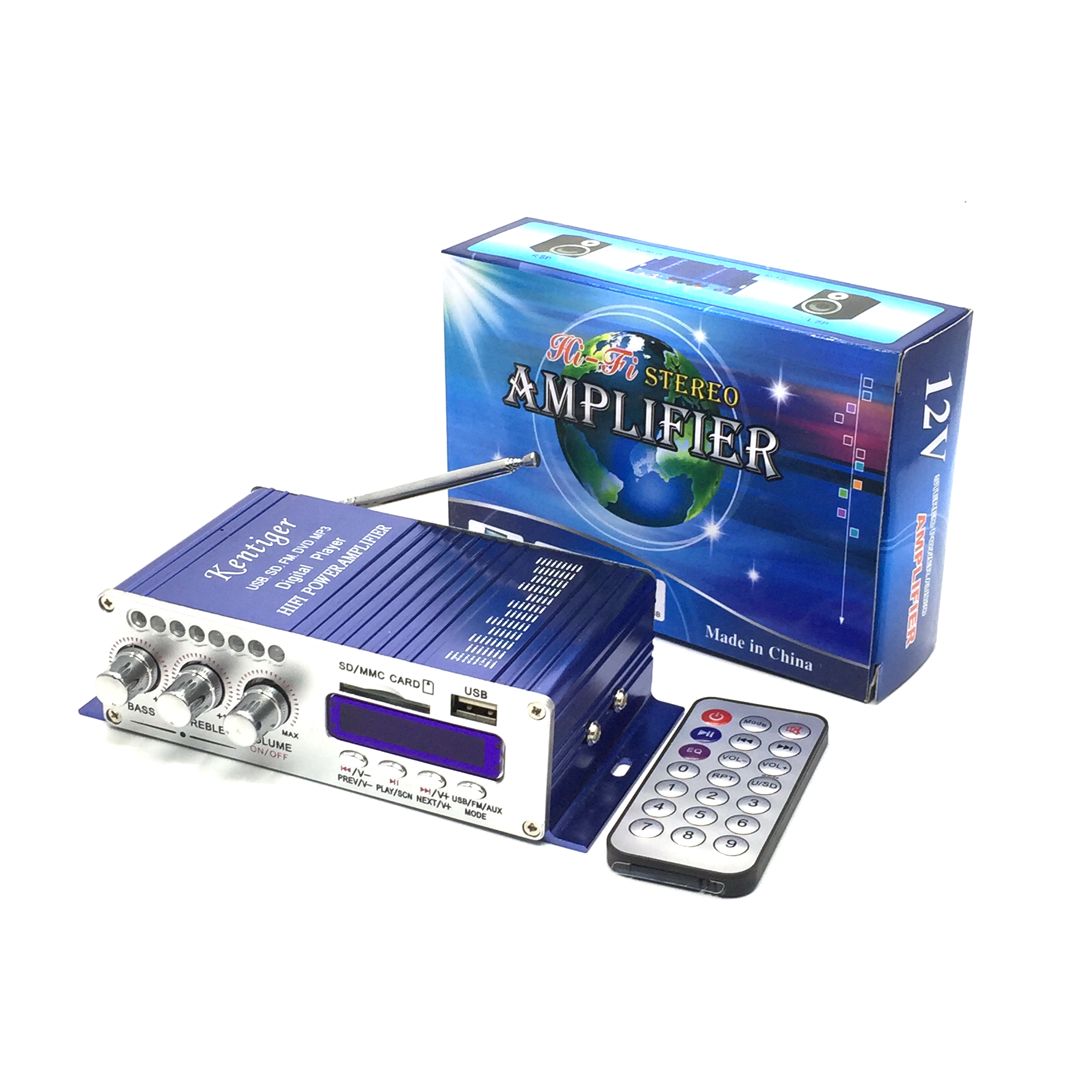 12V power amplifier Small U disc SD card reading FM MP3 Music desktop stereo 2 0 on-board computer power amplifier 502