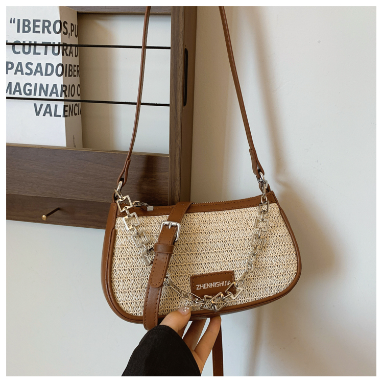 High quality texture small for women 2024 summer new fashion Lafite grass woven armpit versatile single shoulder_voghion.com