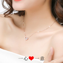 Necklace Female Silver choker Simple Korean 18K Rose Gold Pendant Student to Send Wife Birthday Gift