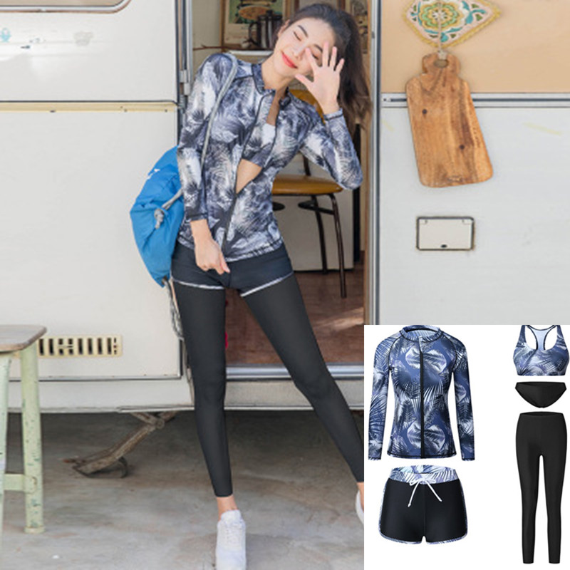 Korean diving suit women's split long-sleeved trousers five-piece zipper sunscreen swimsuit rush wave suit jellyfish coat