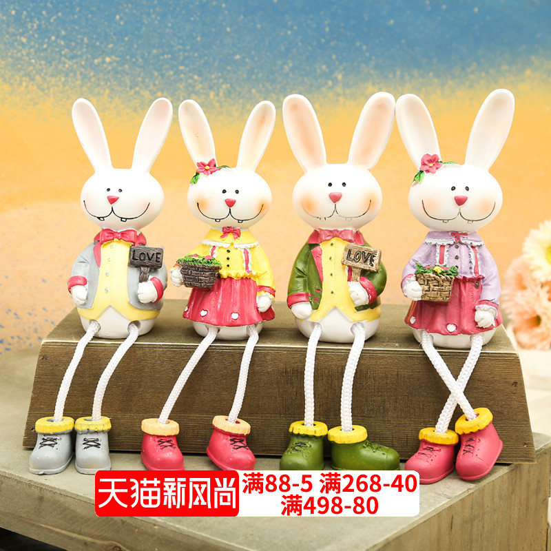 Creative resin craft home decoration large hanging foot doll Miffy Rabbit Home cute small ornaments animal