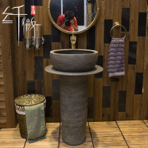 Outdoor washbasin Column washbasin Ceramic simple column basin Balcony bathroom integrated floor-to-ceiling pool basin