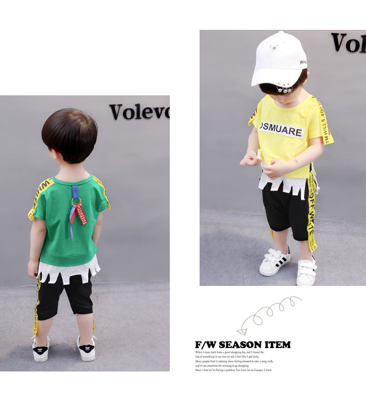 Váy bé trai hè 2018 set đồ mới cho bé tay áo ngắn cho bé mùa hè hai mảnh phiên bản Hàn Quốc của quần áo trẻ em mùa hè dành cho trẻ em - Phù hợp với trẻ em bộ nỉ nhung đẹp cho bé
