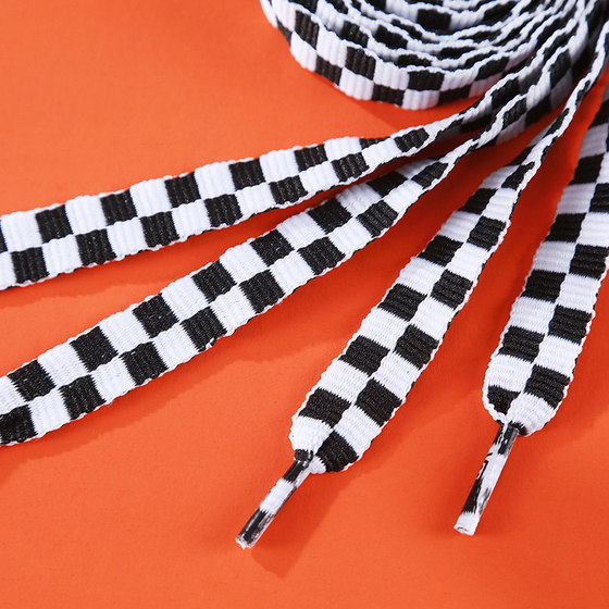 Vans official black and white checkerboard pattern shoelaces for men and women (length 114CM)