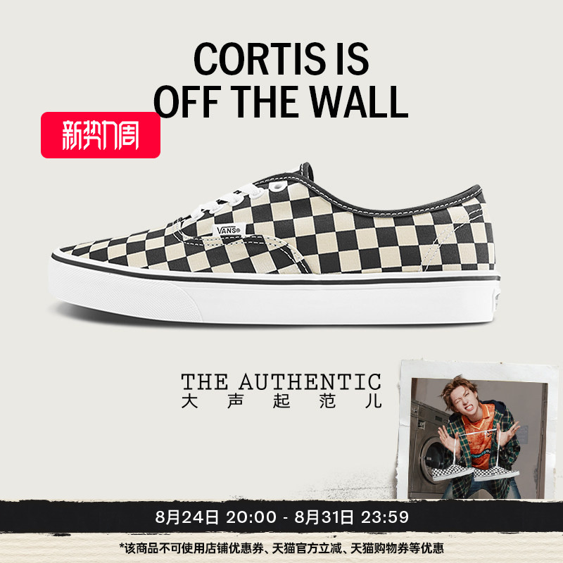 Vans Official Cortis Same Style Authentic Black and White Checkerboard 60Th Anniversary Series Canvas Shoes