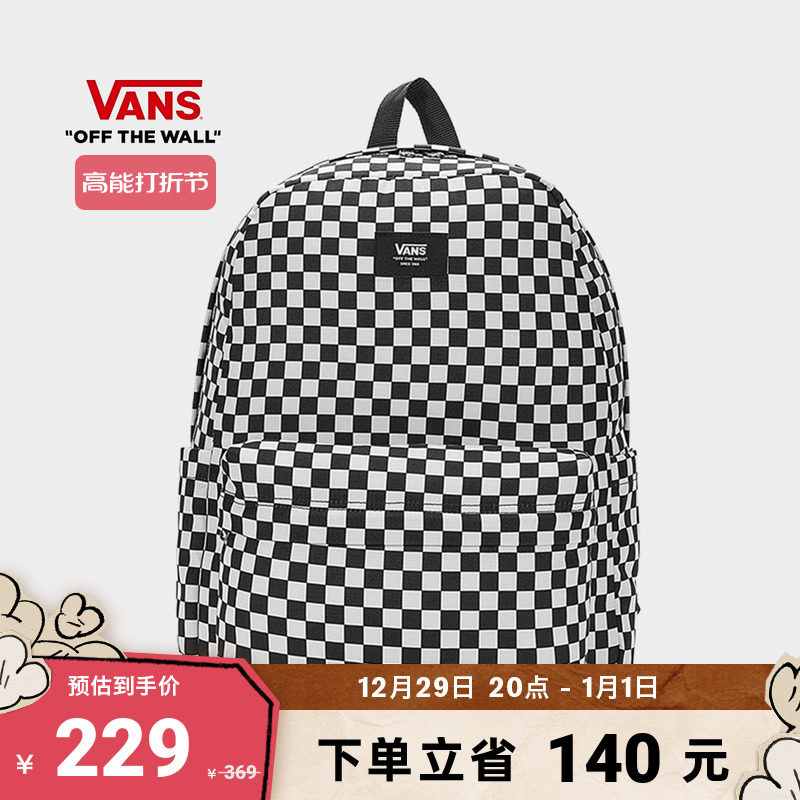 (Discounted section) Vans Van Sans official male and female lovers backpack double shoulder bag black chessboard g-Taobao