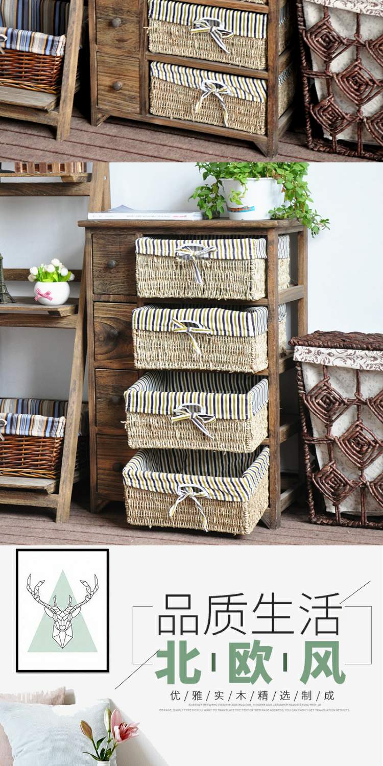 Miễn phí vận chuyển gỗ retro hiện đại nhỏ gọn 40cm tủ lưu trữ mây mục vụ tủ đầu giường Mỹ ngăn kéo đã sẵn sàng - Buồng tủ đựng quần áo giá rẻ