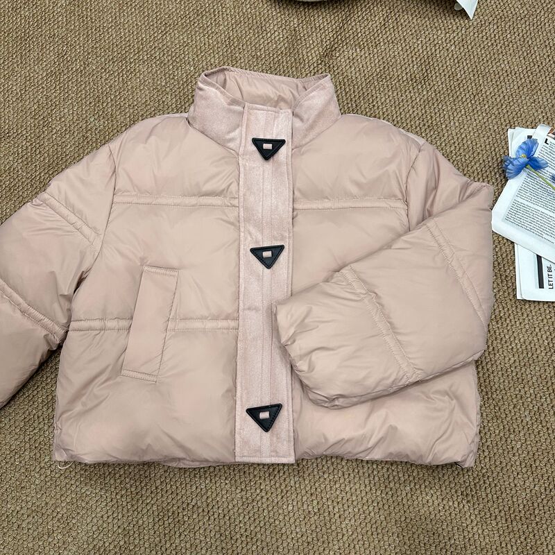 2025 Winter New Short down Jacket for Women, Korean Style, Fashionable Loose Lamb Wool Polo Collar Puffer Coat Trendy
