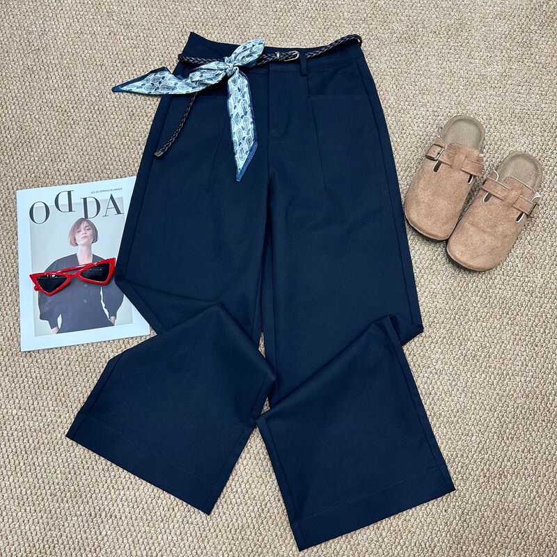 2025 New Autumn Pants with Ribbons, Casual Wide-Leg Pants for Women, Petite Nine-Point Straight-Leg Pants, Autumn Fashion Internet Celebrity Pants 2025 New Autumn Pants with Ribbons, Casual Wide-Leg Pants for Women, Petite Nine-Point Straight-Leg Pants, Autumn Fashion Internet Celebrity Pants