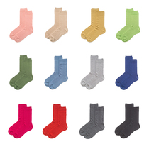  Hello Monday Vertical stripe couple socks Mens and womens mid-tube socks Basic bottoming cotton socks pile socks