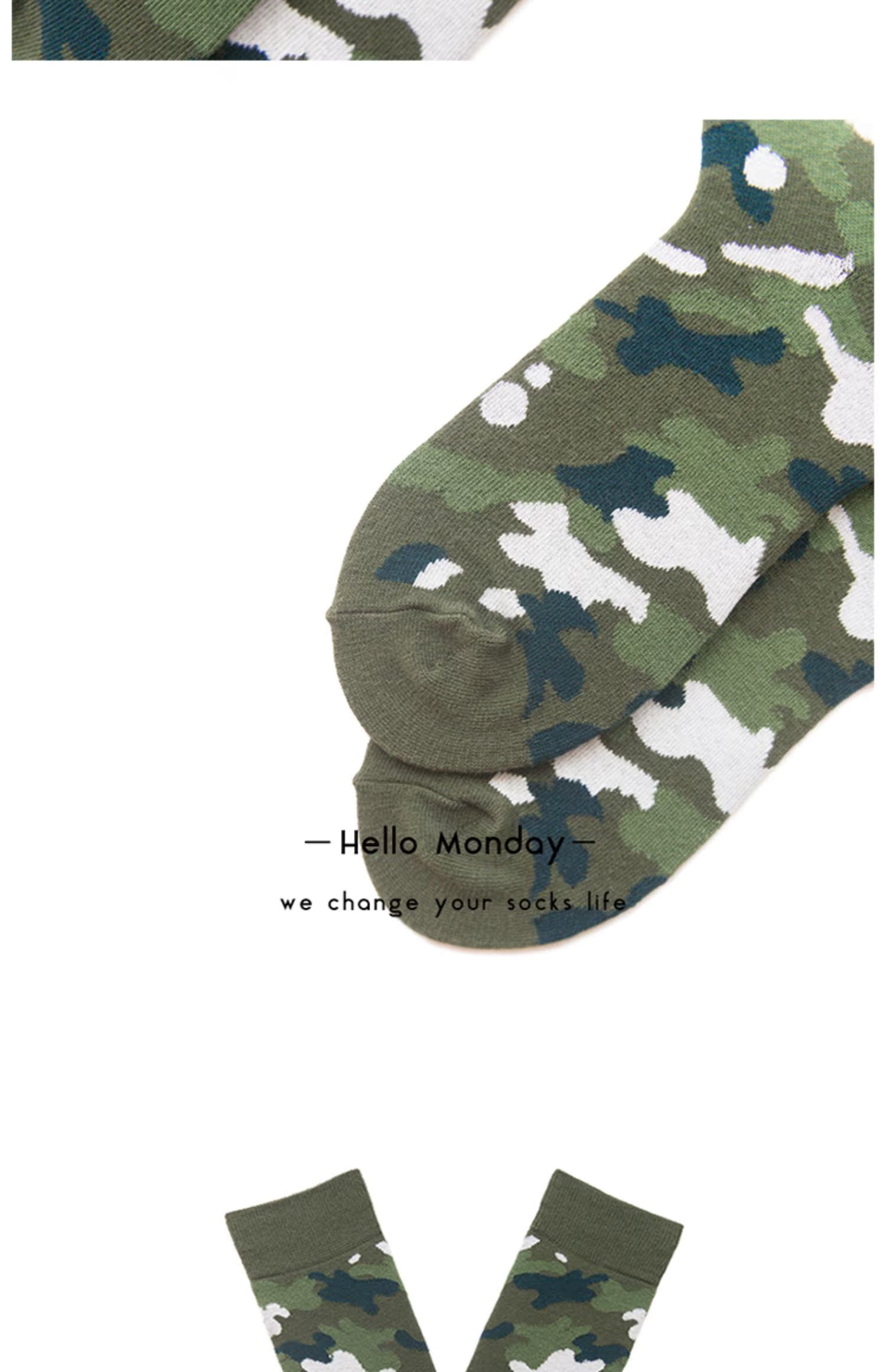 HELLOMONDAY18S / S cotton ngụy trang đôi nam nữ xu hướng cá tính thời trang vớ hoang dã - Vớ hàng tuần tất nhún