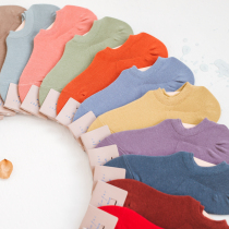  Vegetarian studio couple socks thin light mouth solid color boat socks invisible socks low-top socks mens and womens candy color
