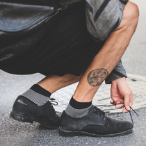  zaferwalk mercerized cotton boutique short socks mens simple quality pinstripe two-color five-point tube socks men