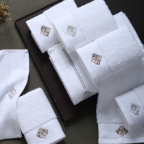 2 sets of European simple embroidered square towel hotel white cotton face washing household small towel square hand towel