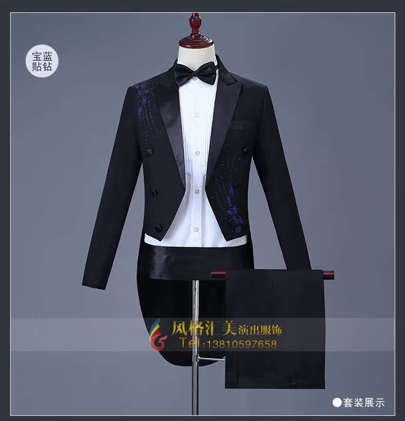 Mới hợp xướng màu đen hợp xướng trang phục tuxedo piano hiệu suất quần áo hợp xướng nam phù hợp với thiết lập sân khấu mặc quần sooc nam