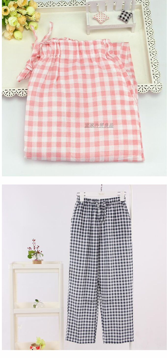 Quần pyjama nam và nữ gạc cotton mùa xuân và mùa hè cặp vợ chồng kẻ sọc nhà quần thể thao và giải trí quần lớn quần jogger nam
